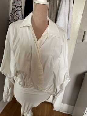 Reformation White Button-Down Collared Blouse